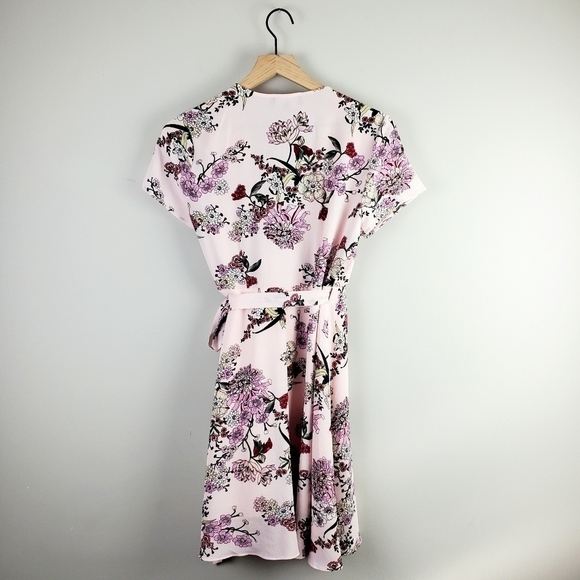 Aakaa Pink Floral Wrap Dress Small - Picture 4 of 6